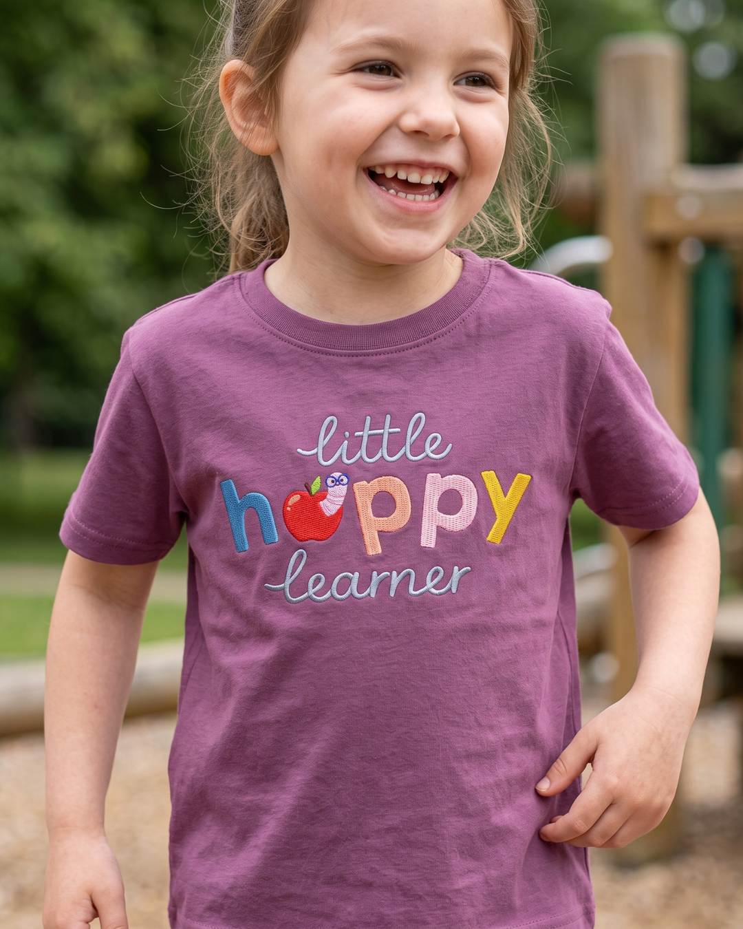 Little Happy Learner Embroidered Bamboo Crewneck T-Shirt