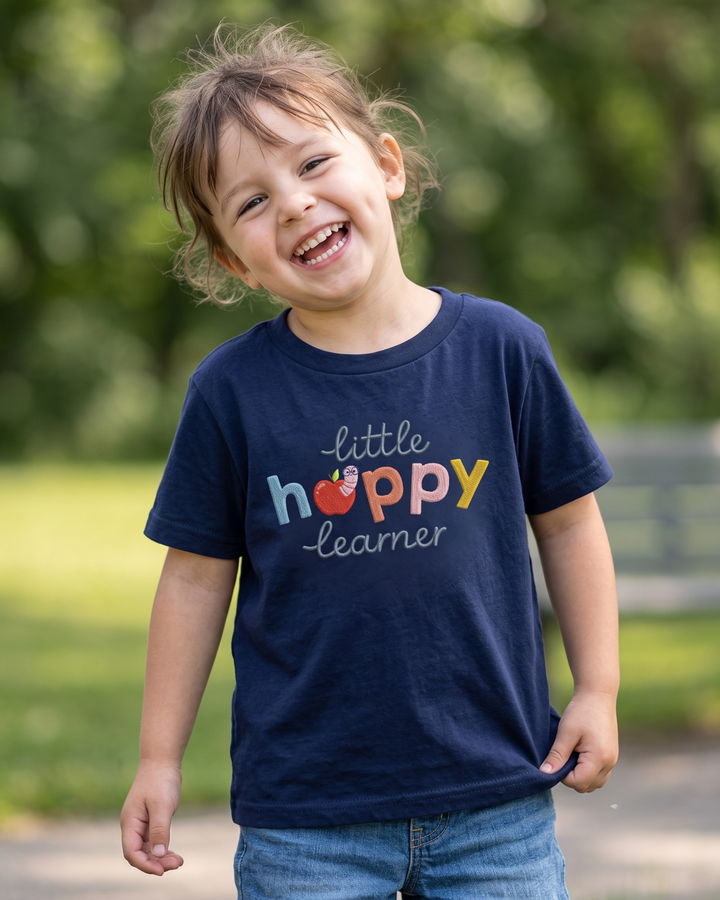 Little Happy Learner Embroidered Bamboo Crewneck T-Shirt