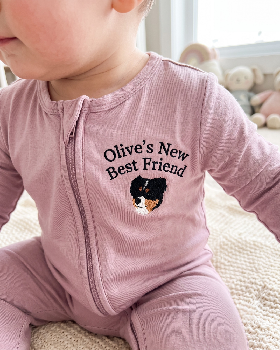Custom Pet Portrait Embroidered Bamboo Convertible Zippy
