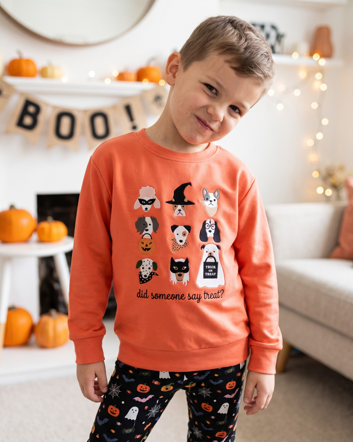 Spooky Pup Crew Embroidered Bamboo Crewneck Sweatshirt