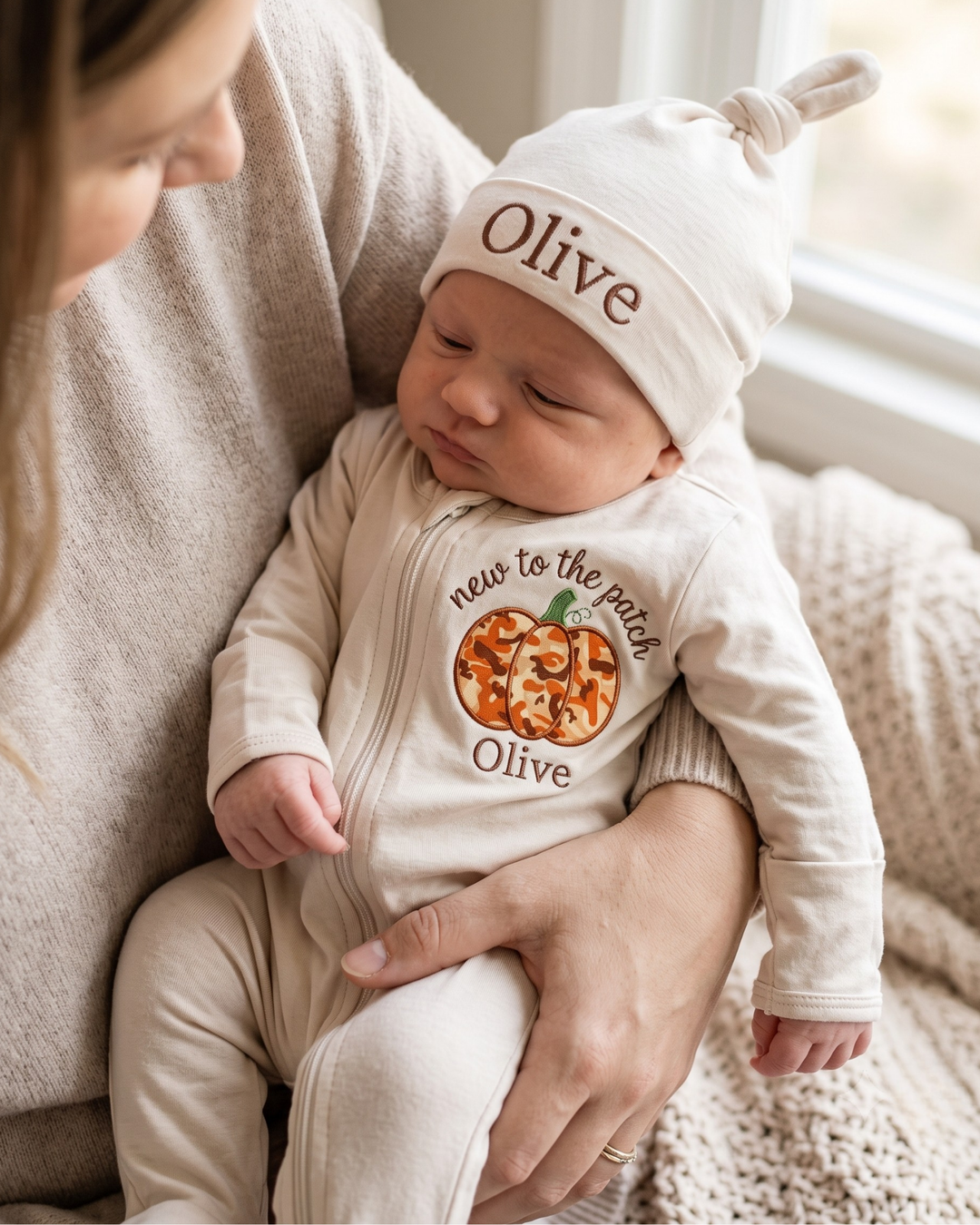 Custom Name New To The Pumpkin Patch Applique Embroidered Bamboo Hat