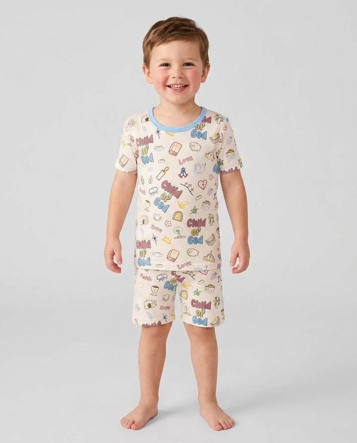 Template Zweiteiliges Pyjama-Set mit kurzen Ärmeln und Shorts