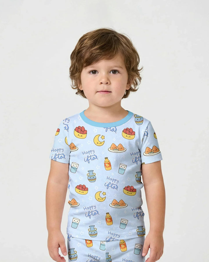 Iftar Party Two Piece Short Sleeve Shorts Pajama Set