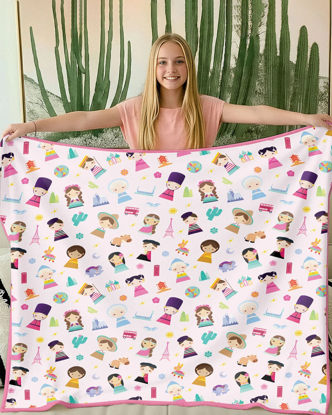 Tiny Friends Around the World Bamboo Blanket