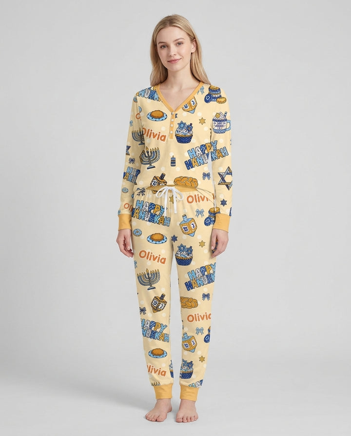 Custom Name Jewish Holiday Bamboo Women Pajama Set
