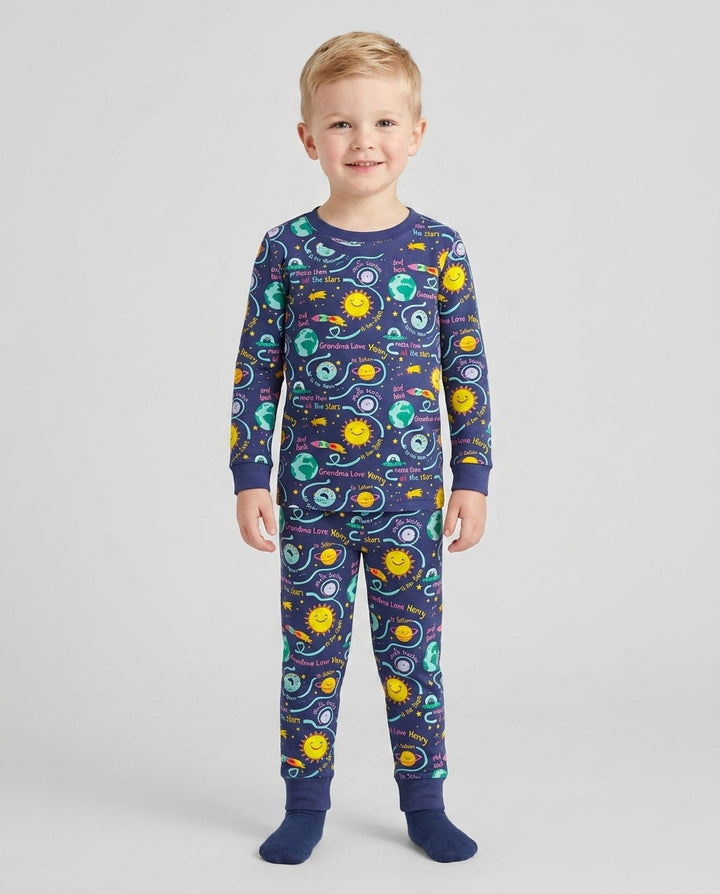 Conjunto de pijama de dos piezas de bambú con mangas largas, plantilla PERSONALIZADA