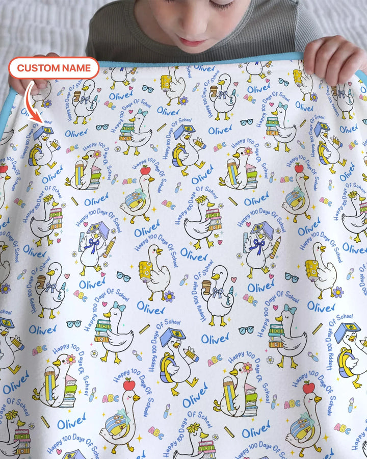 Custom Name Goose Happy 100 Days Of School Blanket