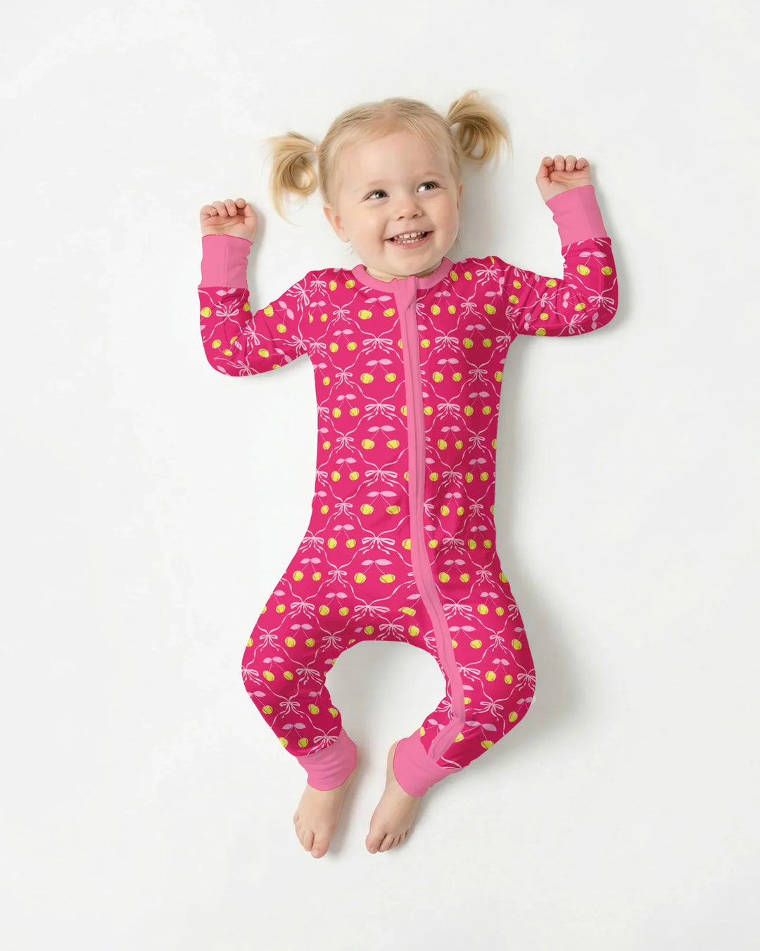 Cherry Baseball Softball Mom and Girl Matching Bamboo Convertible Zippy