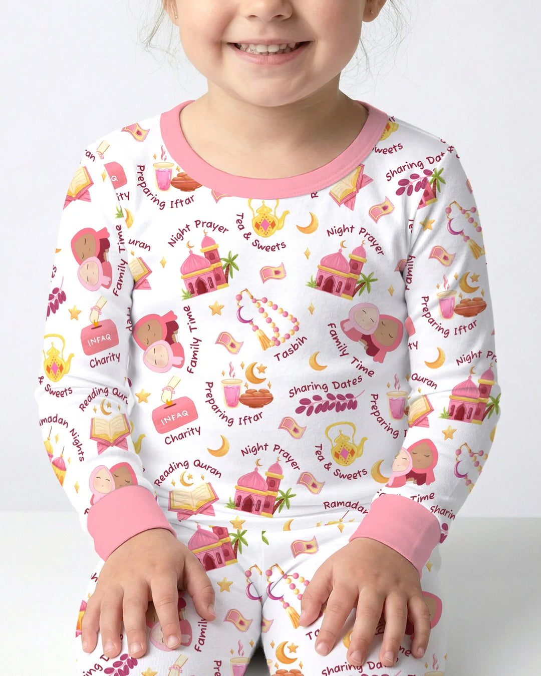 Ramadan Mubarak Matching Family Two Piece Long Sleeve Pajama Set