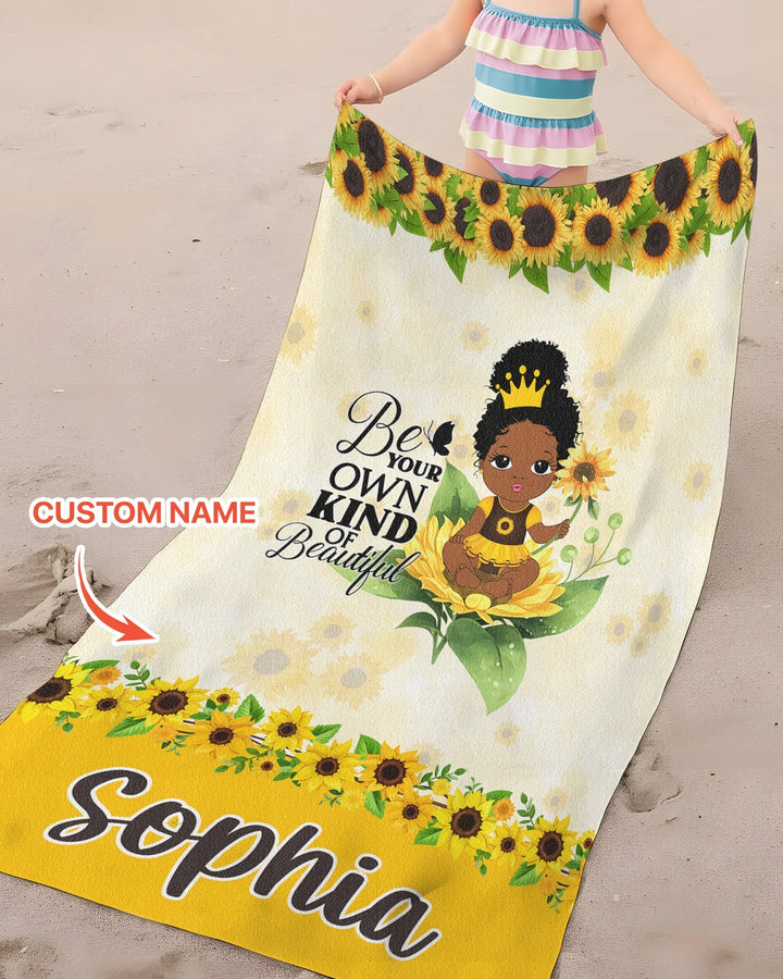 Personalisiertes Sonnenblumen-Königin Bambus-Strandtuch