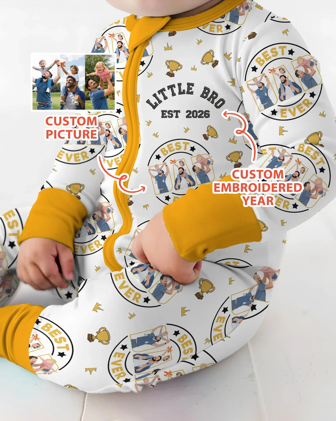 Personalized Family Matching Father's Day Embroidered Bamboo Convertible Zippy