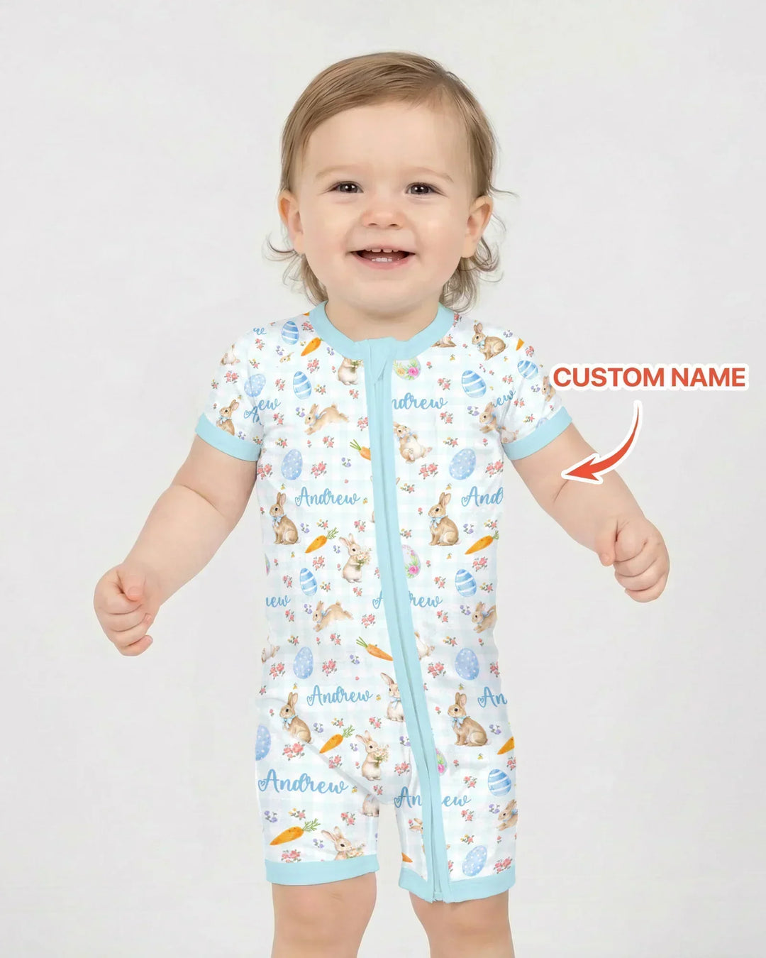 Custom Name Bunny Garden Shorty Zippy