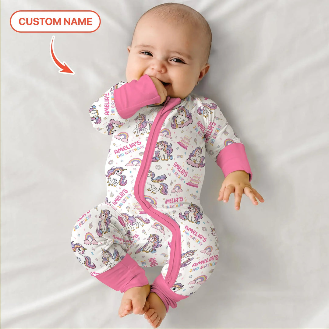 Custom Name Little Unicorn's Birthday Convertible Zippy