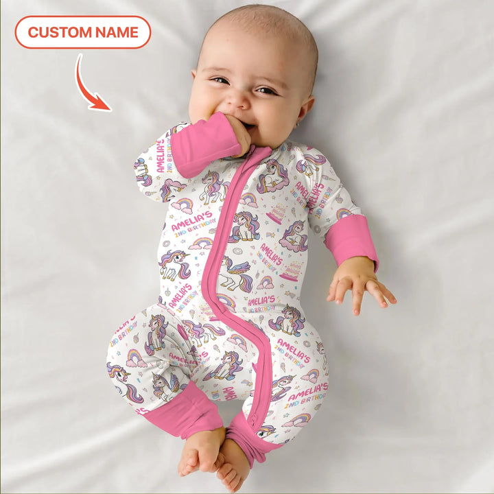 Custom Name Little Unicorn's Birthday Convertible Zippy