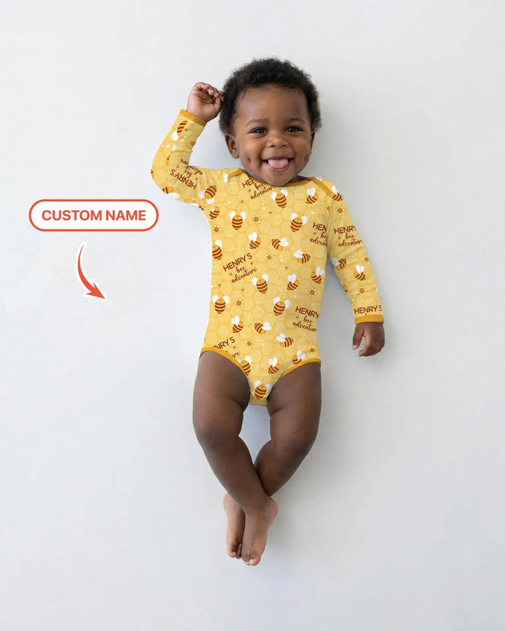 Custom Name Bee Back To School Bamboo Bodysuit