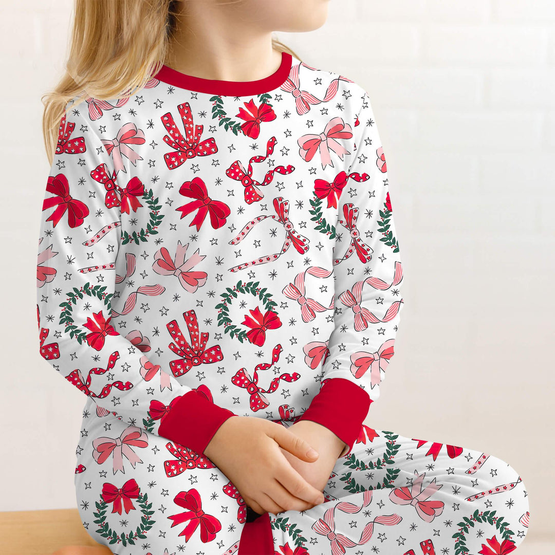 Christmas Bows Two Piece Pajama Set