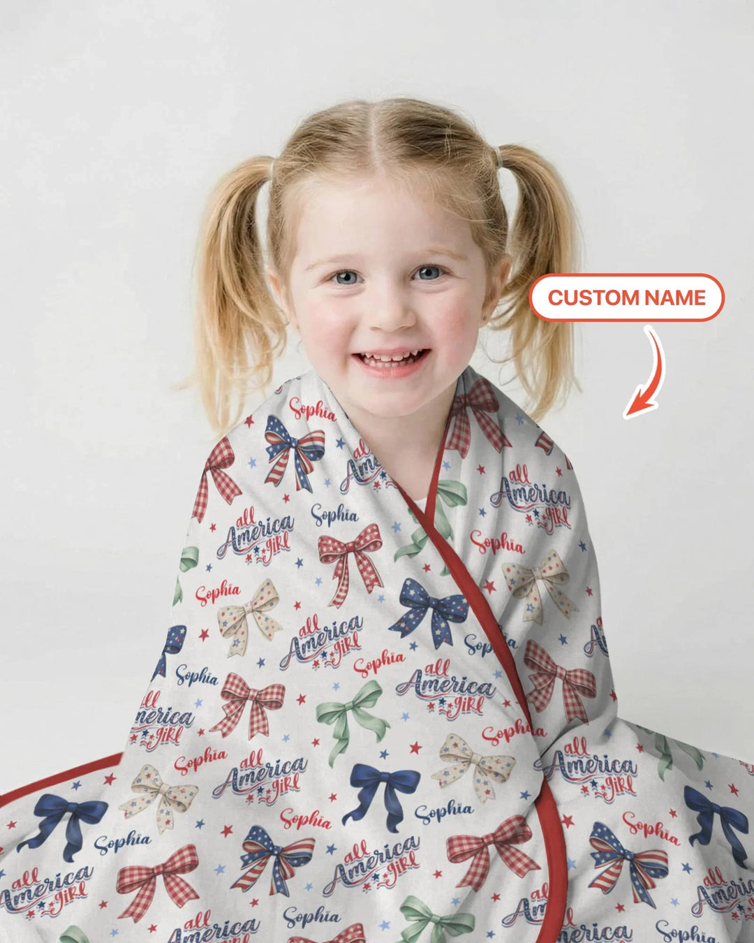 Manta de bambú All American Girl con nombre personalizado