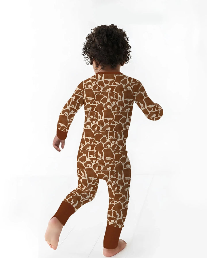 Conjunto de pijama de dos piezas de manga larga de bambú Wild Kingdom