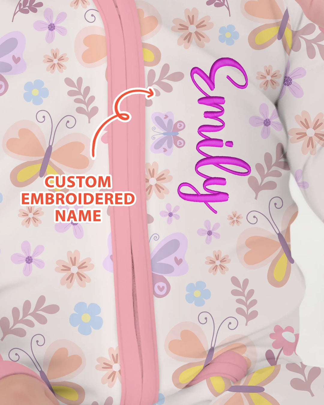 Custom Embroidered Name Butterfly Bamboo Convertible Zippy