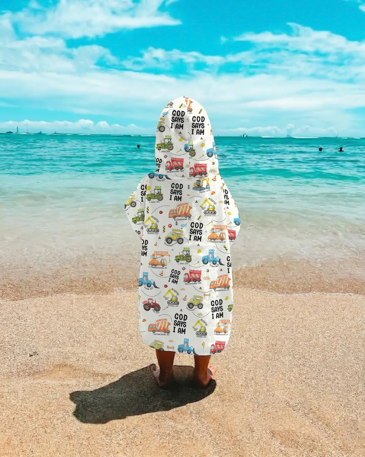 God Says I Am Boy Bamboo Swim Poncho