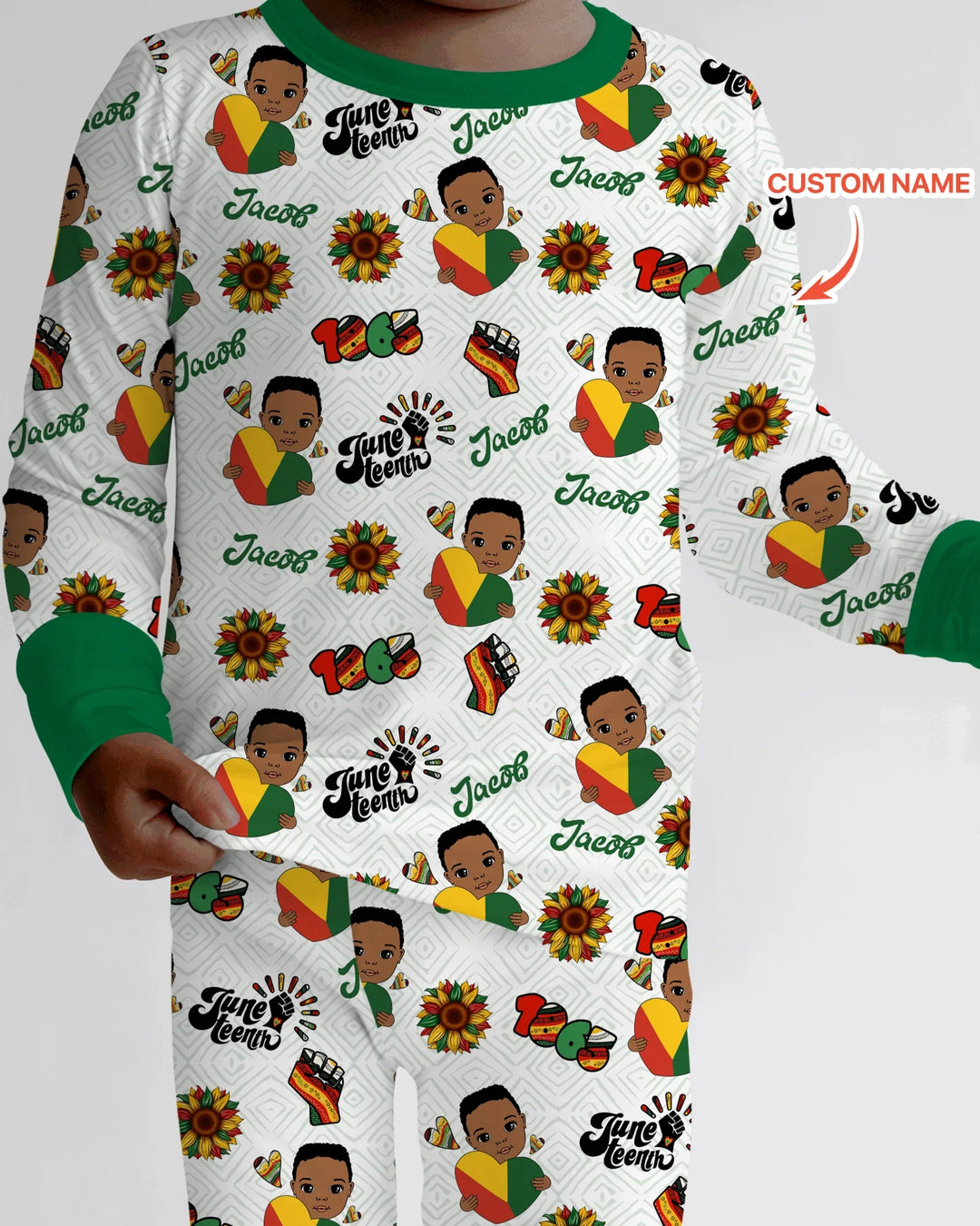 Pijama de dos piezas de manga larga de bambú con nombre personalizado "Bloom in Freedom"