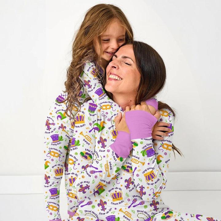 Mardi Gras Family Matching Two Piece Short Sleeve Pajama Set