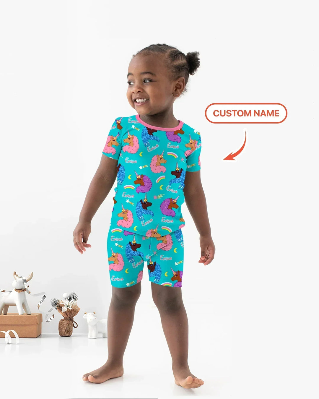 African Astro Unicorn Two Piece Short Sleeve Shorts Pajama Set