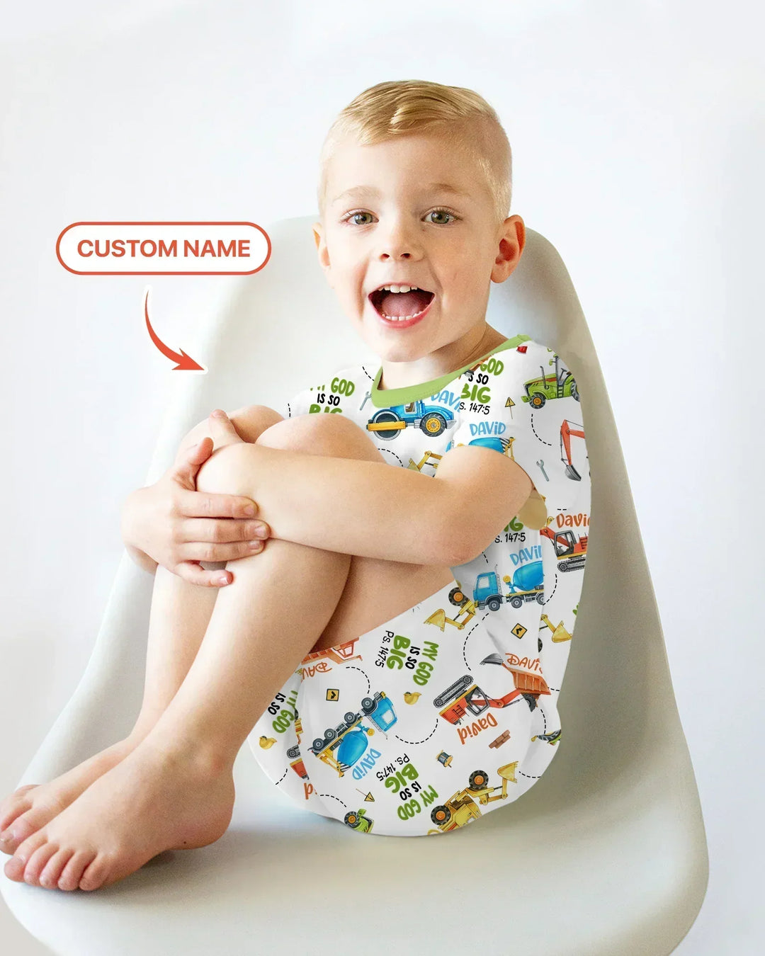 Conjunto de pijama de bambú de dos piezas con nombre personalizado "My God Is So Big" de manga corta y pantalones cortos
