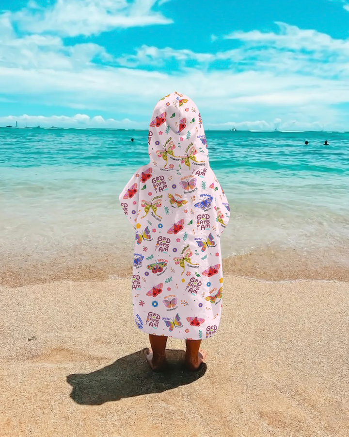 God says I am Butterfly Bamboo Swim Poncho