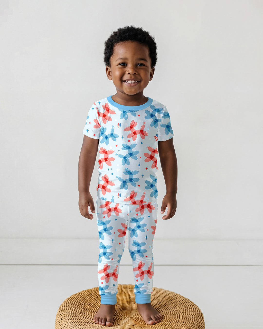 American Balloon Dog Party Bamboo Two Piece Short Sleeve Pajama Set