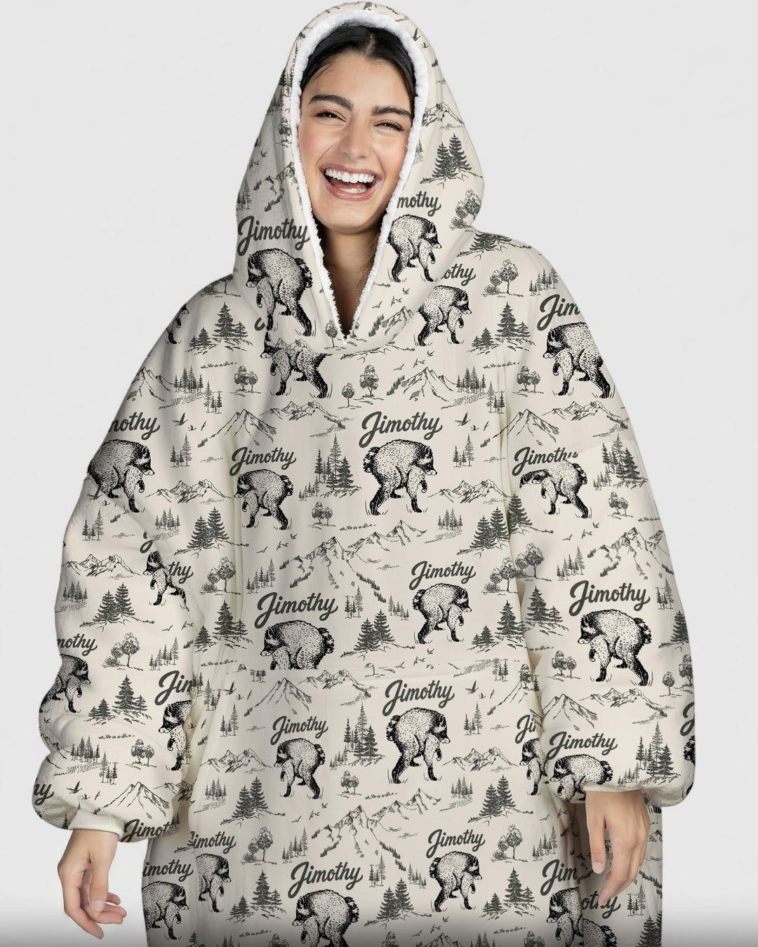 Vintage Jimothy Racoon Family Matching Bamboo Blanket Hoodie