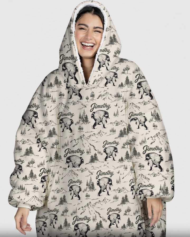 Vintage Jimothy Racoon Family Matching Bamboo Blanket Hoodie