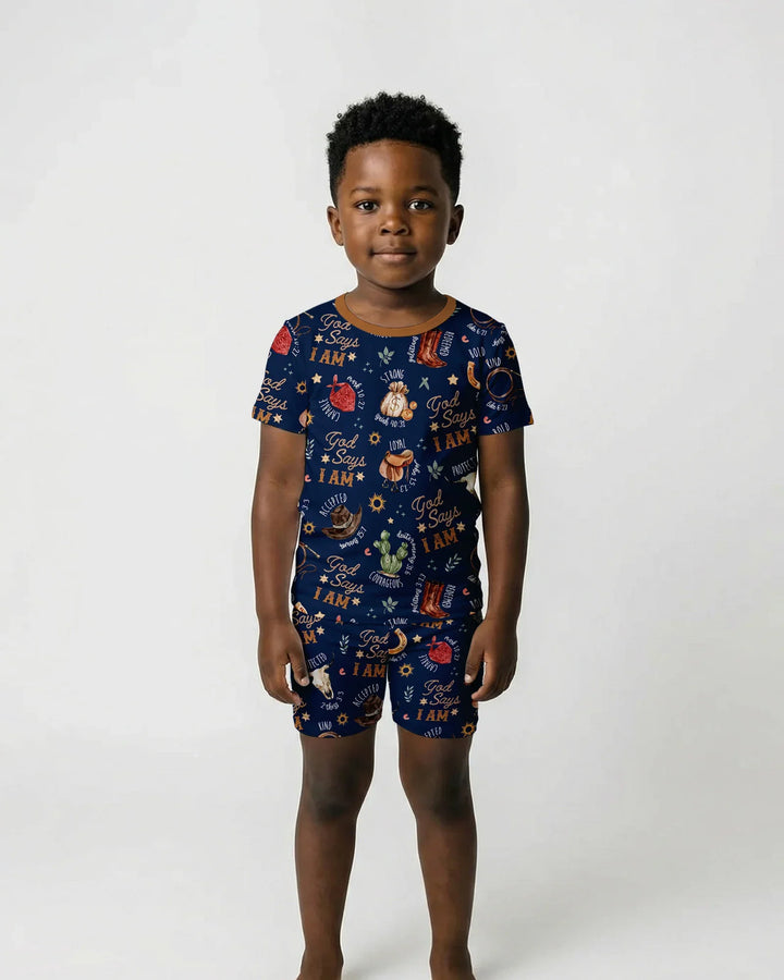 Template Zweiteiliges Pyjama-Set mit kurzen Ärmeln und Shorts
