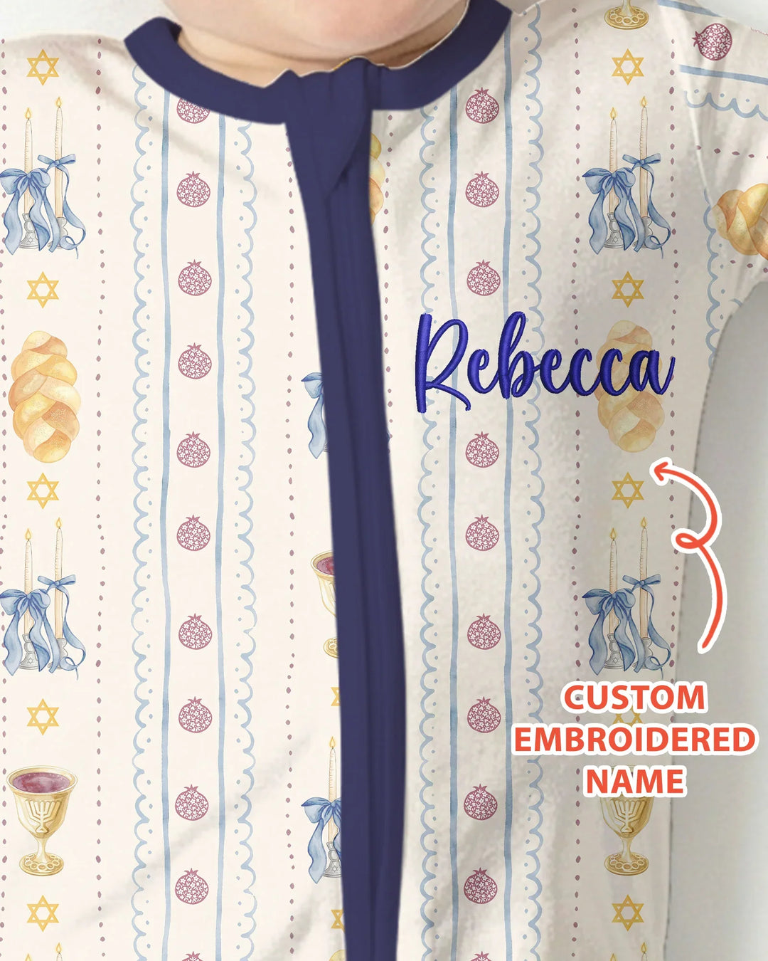Custom Embroidered Name Shabbat Matching With Mom Bamboo Convertible Zippy