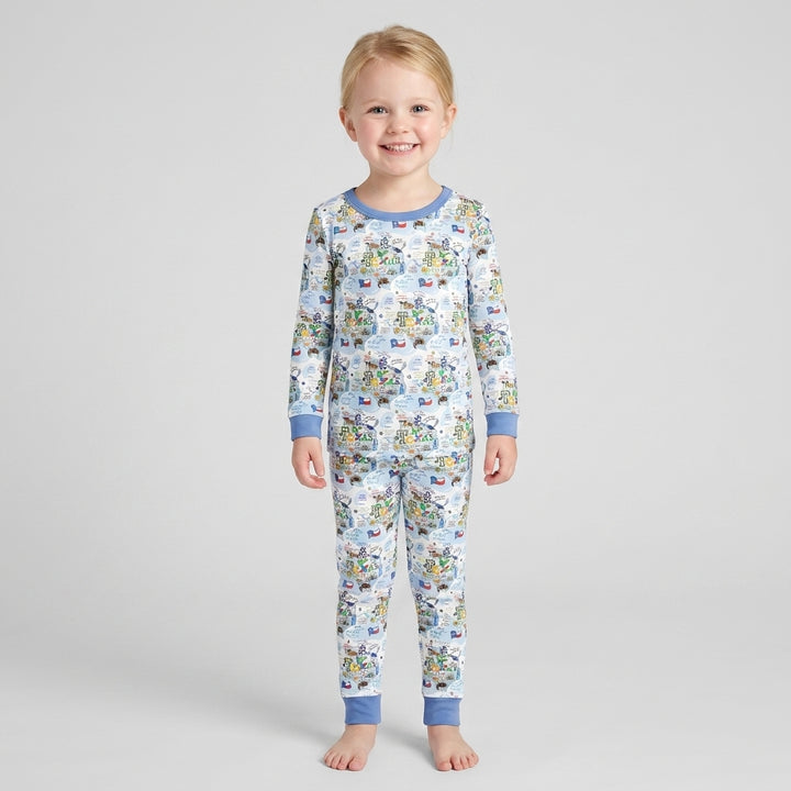 Texas Map Family Matching Bamboo Two Piece Long Sleeve Pajama Set