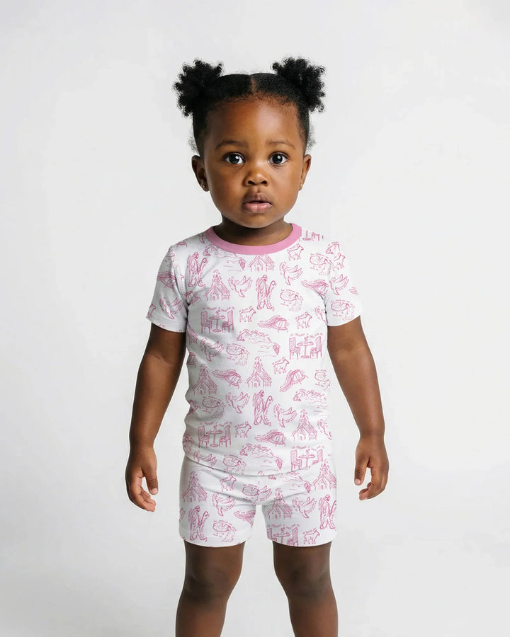 Psalm 23 Sketch Bamboo Two Piece Short Sleeve Shorts Pajama Set