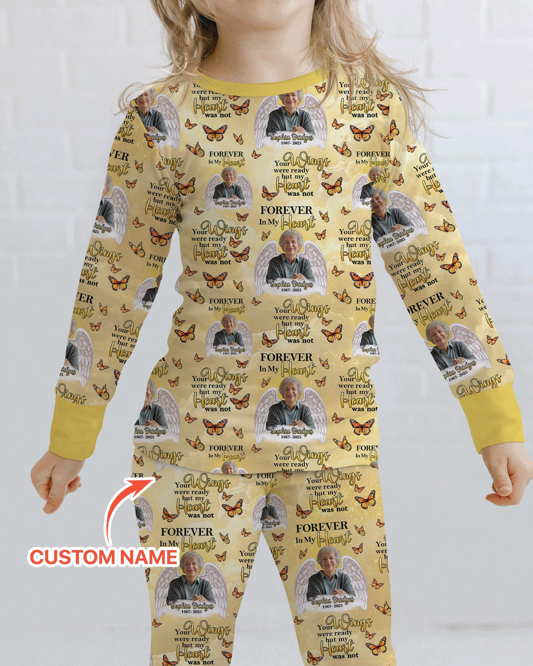 Custom Photo Forever In My Heart Family Matching Bamboo Two Piece Long Sleeve Pajama Set