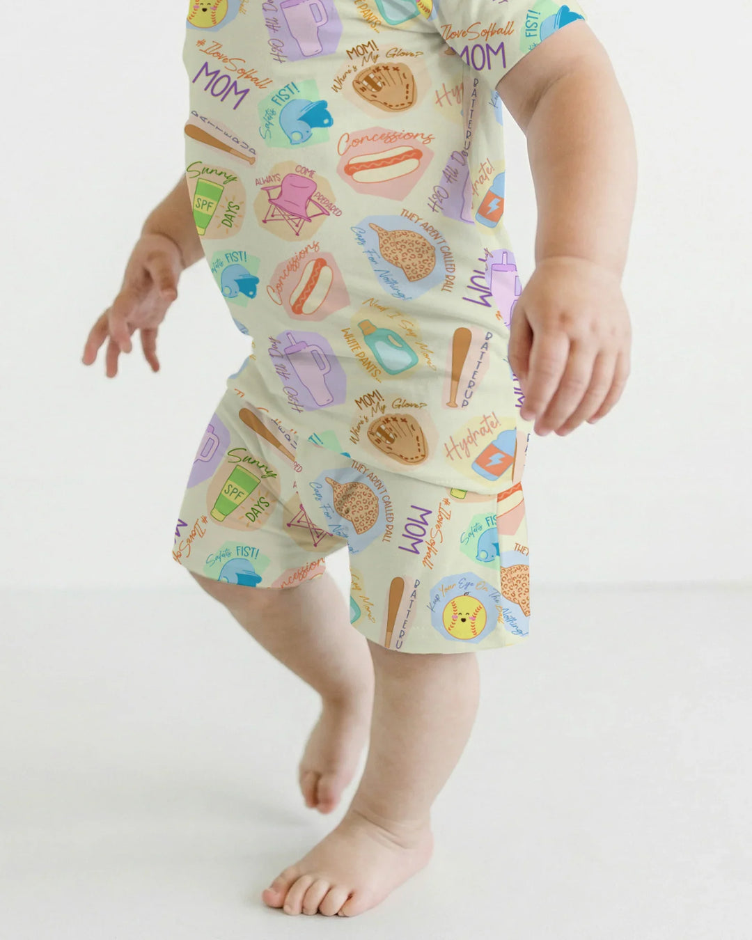 SoftBall Mom Saves The Days Two Piece Short Sleeve Shorts Pajama Set