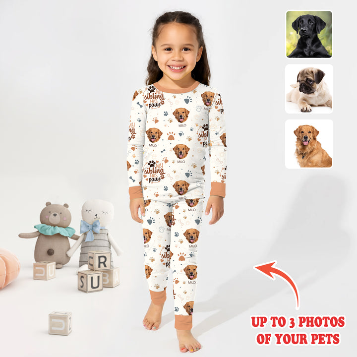 My Siblings Have Paws Upload Photo Two Piece Long Sleeve Pajama Set