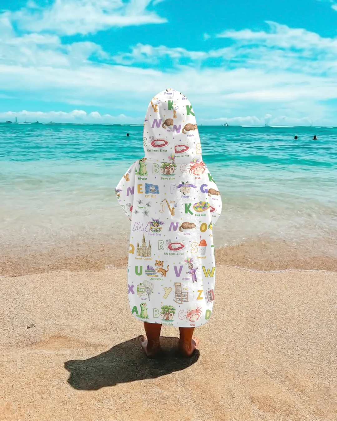 Poncho de Natación de Bambú "Alfabeto de Luisiana"