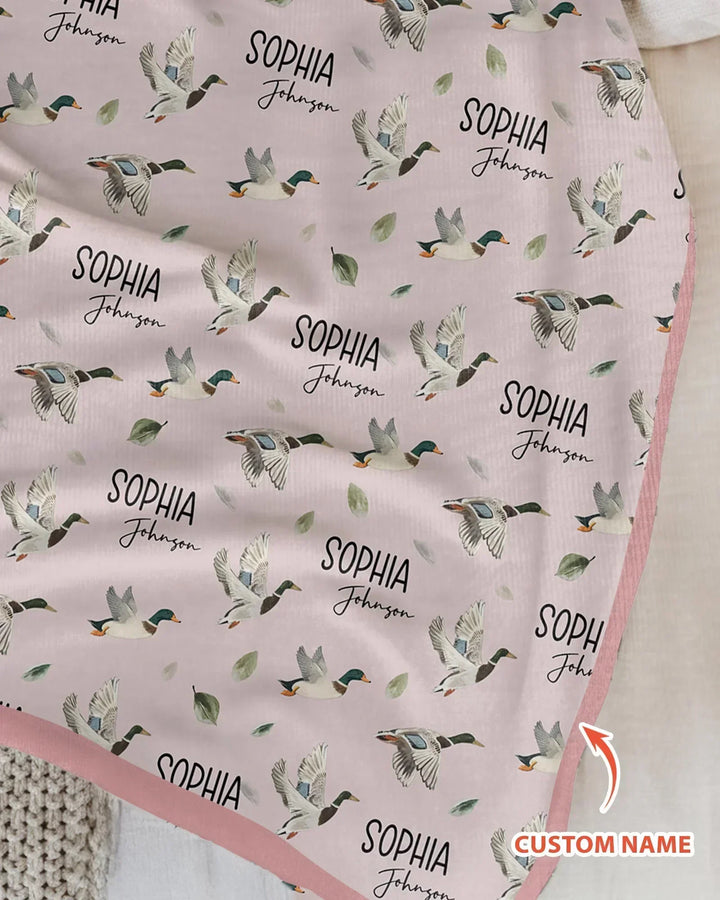 Custom Name Mallard Duck Bamboo Blanket