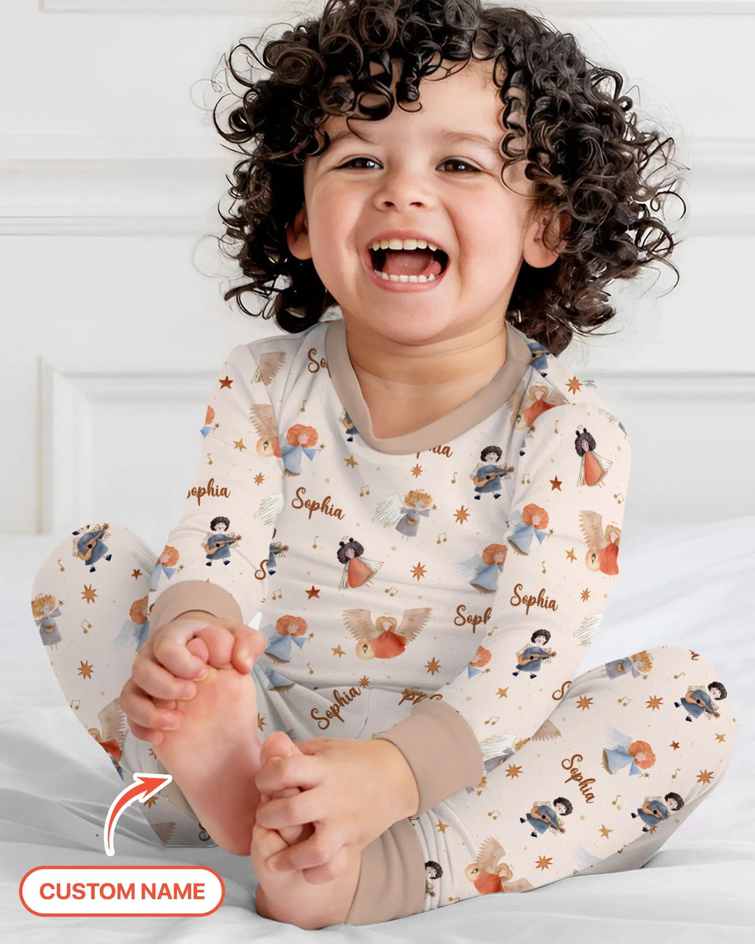 Pijama de dos piezas de bambú de manga larga personalizado Guardian Angels