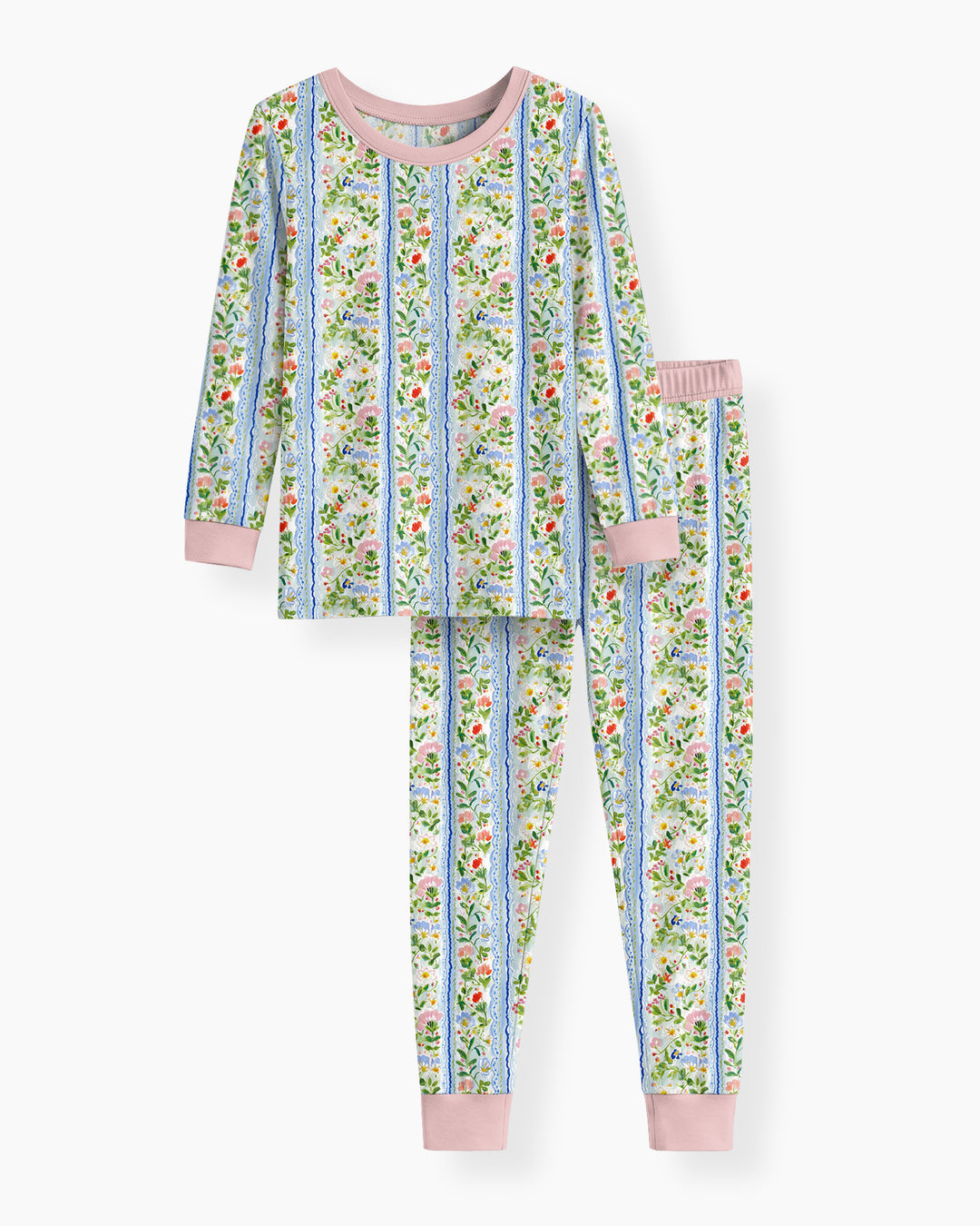 Paste Floral Girl Bamboo Two Piece Long Sleeve Pajama Set