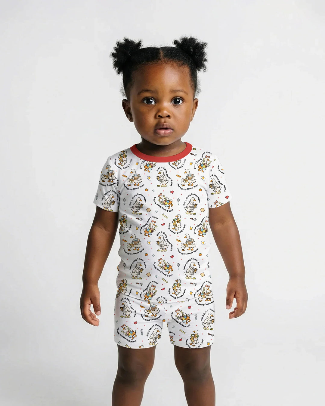 Just A String Cheese Mama Era Mommy & Me Bamboo Two Piece Short Sleeve Shorts Pajama Set