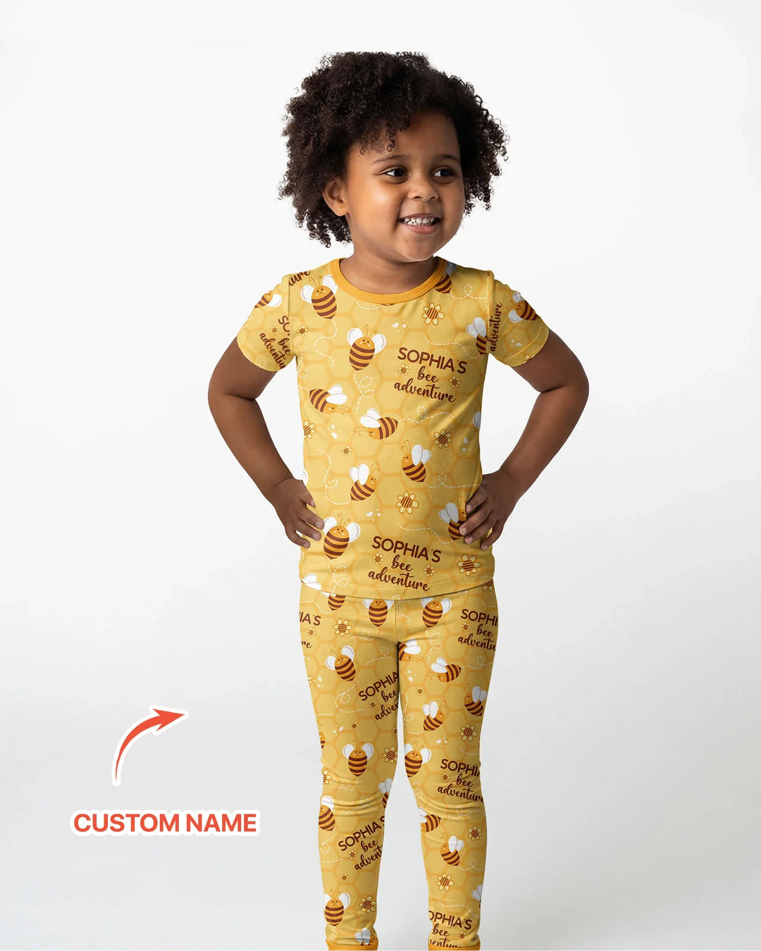 Custom Name Bee Back To School Bamboo Two Piece Short Sleeve Pajama Set