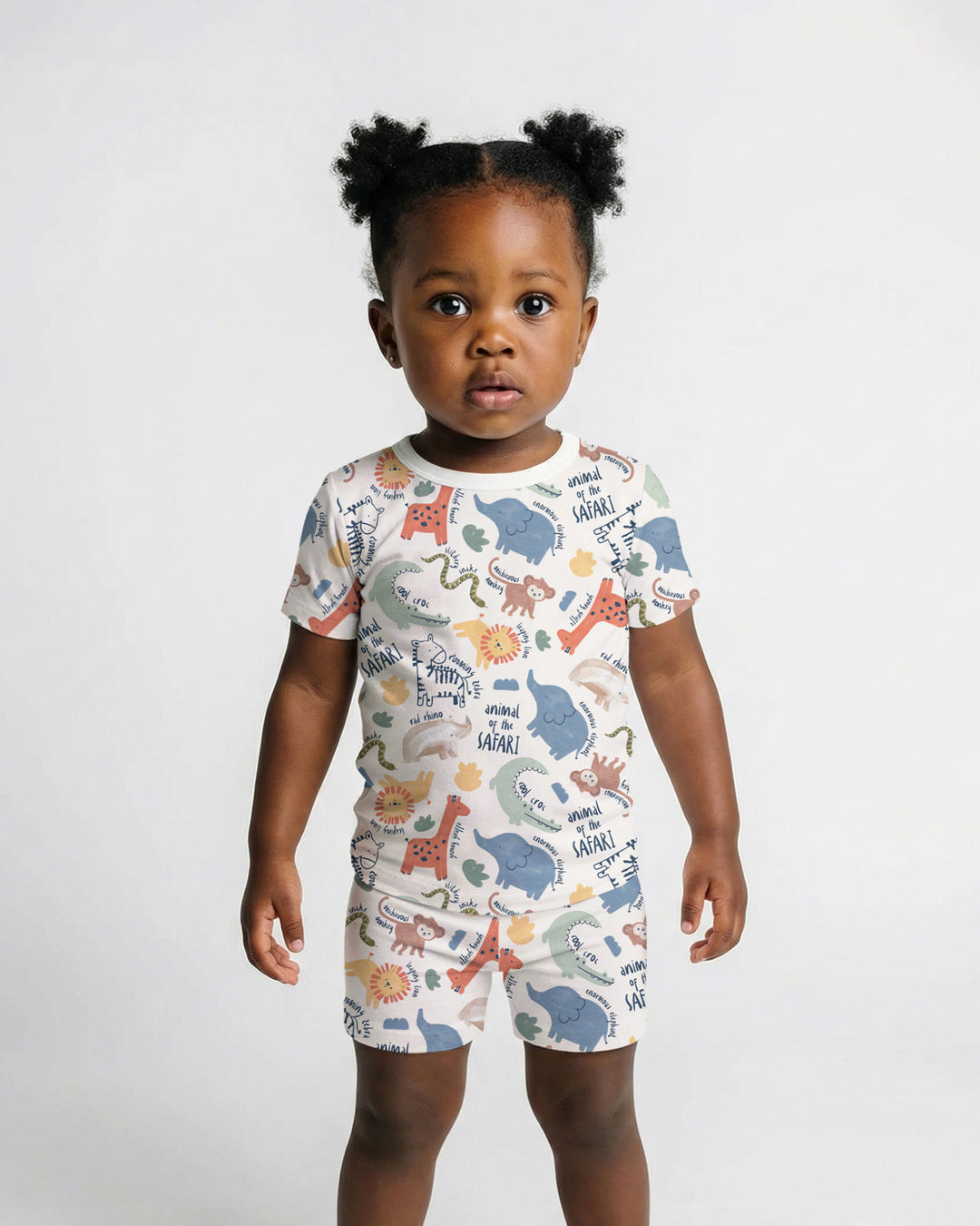 Funny African Animals Two Piece Short Sleeve Shorts Pajama Set