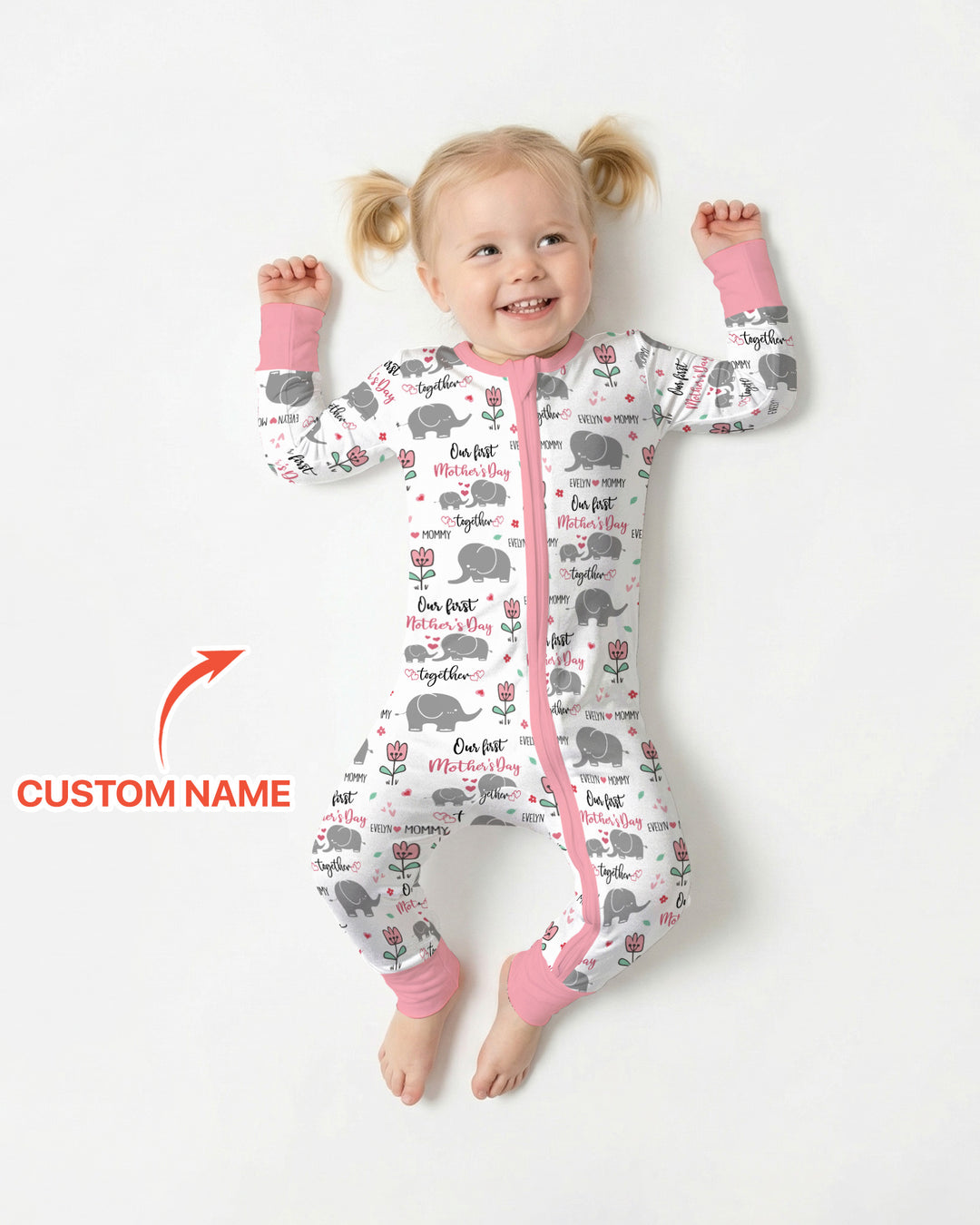 Custom Name Elephant Our First Mother's Day Convertible Zippy