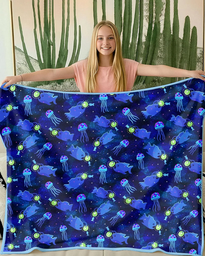 Happy Glow Fish Bamboo Blanket
