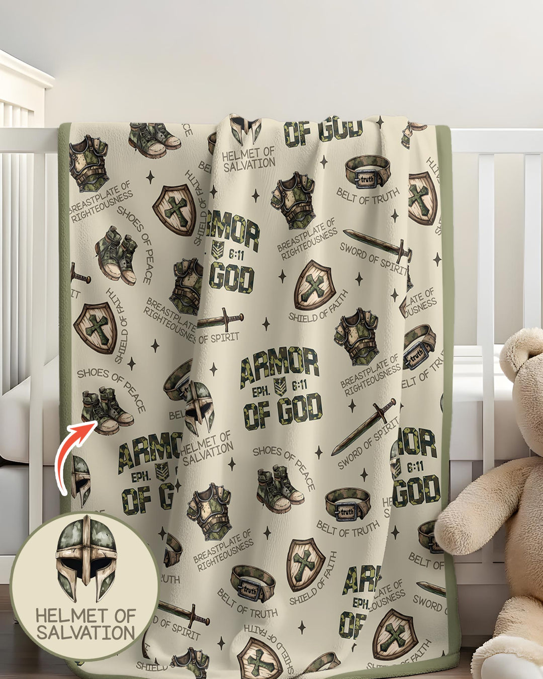 Camo Armor Of God Bamboo Blanket