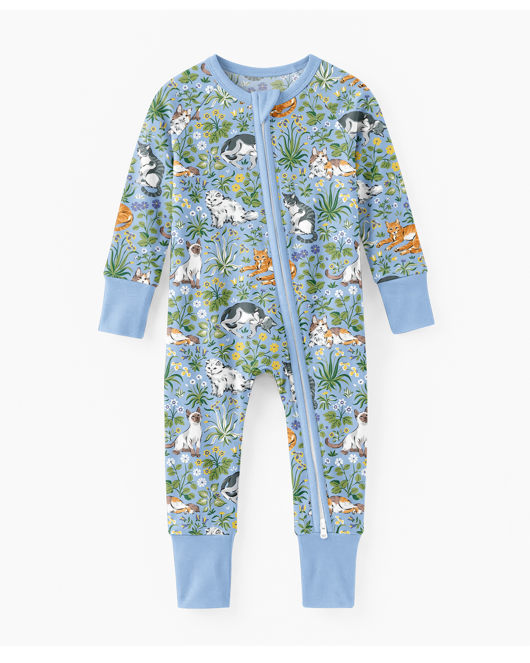 Pijama convertible de bambú con cremallera para la familia Kitten Garden